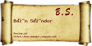 Bán Sándor névjegykártya