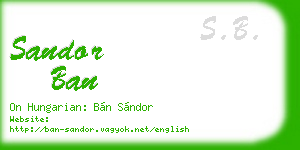 sandor ban business card