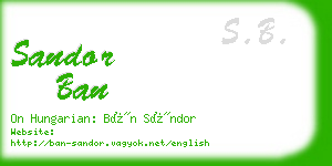 sandor ban business card